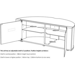 "Mda Designs Sirius 1200 Black With Remote Friendly Beam Thru Glass Door Walnut/oak Trims Up To 55"" Flat Tv Cabinet" - thumbnail 8