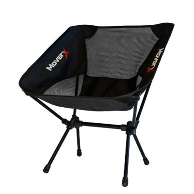 Moverx Ultra Lightweight Low Camping Chair, Foldable Garden Outdoor Picnic Bbq Festival Camp Chairs, Black - image 1