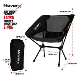 Moverx Ultra Lightweight Low Camping Chair, Foldable Garden Outdoor Picnic Bbq Festival Camp Chairs, Black - thumbnail 4