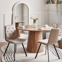 Wyld And Coco Light Brown Armless Dining Chairs Set Of 2 Scandinavian, Textured Easy-Clean Fabric - thumbnail 2
