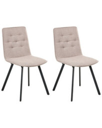 Wyld And Coco Light Brown Armless Dining Chairs Set Of 2 Scandinavian, Textured Easy-Clean Fabric - thumbnail 3