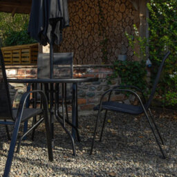 Samuel Alexander Outdoor 4 Person Round Glass Top Garden Dining Table & Chairs Set With Grey Havana Parasol - thumbnail 2