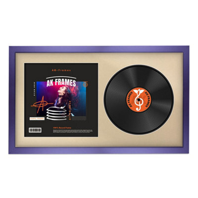 "30X17"" Purple Sleek Vinyl Record Frame With Ivory Mount For 12 Inch Lp Album Cover & Disc - Ak Frames" - image 1