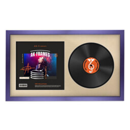 "30X17"" Purple Sleek Vinyl Record Frame With Ivory Mount For 12 Inch Lp Album Cover & Disc - Ak Frames"