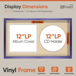 "30X17"" Purple Sleek Vinyl Record Frame With Ivory Mount For 12 Inch Lp Album Cover & Disc - Ak Frames" - thumbnail 2