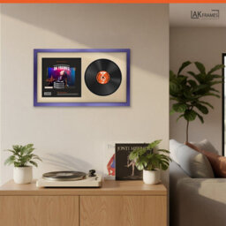 "30X17"" Purple Sleek Vinyl Record Frame With Ivory Mount For 12 Inch Lp Album Cover & Disc - Ak Frames" - thumbnail 5