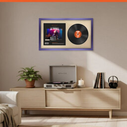 "30X17"" Purple Sleek Vinyl Record Frame With Ivory Mount For 12 Inch Lp Album Cover & Disc - Ak Frames" - thumbnail 8