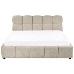 Beliani Ottoman Bed Fabric Noyon 180 X 200 Cm (Eu Super King) Taupe - thumbnail 4