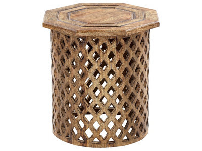 Beliani Co Side Table - Octagonal Top, Round Base, Mango Wood, 42Cm - image 1