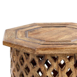 Beliani Co Side Table - Octagonal Top, Round Base, Mango Wood, 42Cm - thumbnail 3