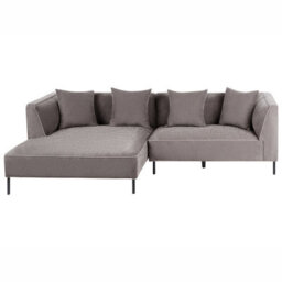 Beliani Corner Sofa 3 Seater Sater Chenille Taupe Right Hand - thumbnail 1