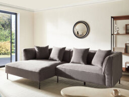 Beliani Corner Sofa 3 Seater Sater Chenille Taupe Right Hand - thumbnail 2