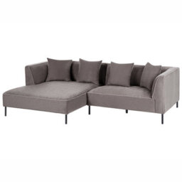 Beliani Corner Sofa 3 Seater Sater Chenille Taupe Right Hand - thumbnail 4