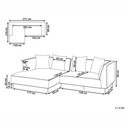 Beliani Corner Sofa 3 Seater Sater Chenille Taupe Right Hand - thumbnail 3