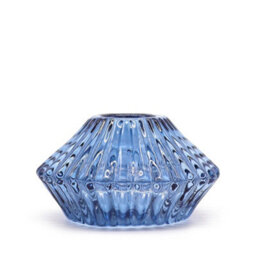 Serenityy Flower Flip Dinner Candle And Tealight Holder - Royal Blue, Glass, Brushed Gloss Finish - thumbnail 1