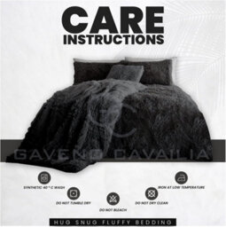 Gc Gaveno Cavailia Hug & Snug Teddy Fleece Double Charcoal Duvet Cover With Matching Pillowcase Fluffy Soft & Cosy Bedding Set - thumbnail 6