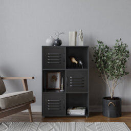 Urbn-Living 6-Cube Shelving Unit With Metal Doors - thumbnail 1