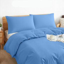 Aspire Homeware Plain Duvet Cover Set Soft Microfibre, Light Blue, King (L)220Cm X (W)230Cm - thumbnail 2