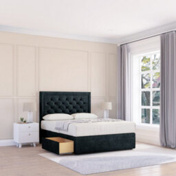 "Sloomy 4Ft Montana Naples Black Memory Foam Bed Set With 4 Drawers, Mattress & 26"" Headboard - Small Double" - thumbnail 1