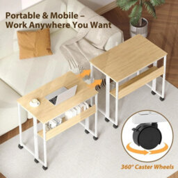 24.8 Inch Foldable Rolling Computer Desk Small Space Home Office - thumbnail 3