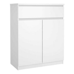 Wyld Haus Budapest Tall White Gloss Wooden Sideboard - 1 Drawer, 2 Doors - thumbnail 2