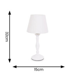 Valuelights Sara White Wood Candlestick Table Lamp With A Tapered Shade - thumbnail 4