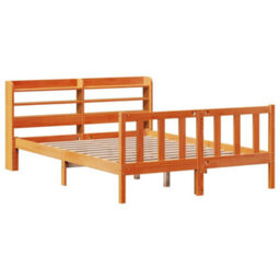Berkfield Bed Frame With Headboard Without Mattress Wax Brown 150X200 Cm King Size - thumbnail 3