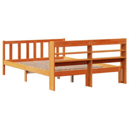 Berkfield Bed Frame With Headboard Without Mattress Wax Brown 150X200 Cm King Size - thumbnail 8