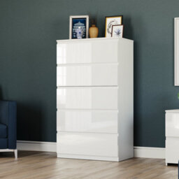 Lassic Vida Designs Glinton 4 Piece White Fsc Bedroom Set - (5 Drawer Chest, 3 Door Wardrobe, 2 Drawer Bedside Chest X2) - thumbnail 4