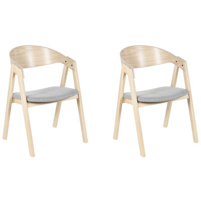 Beliani Set Of 2 Dining Chairs Yuba Wood Light Grey - image 1