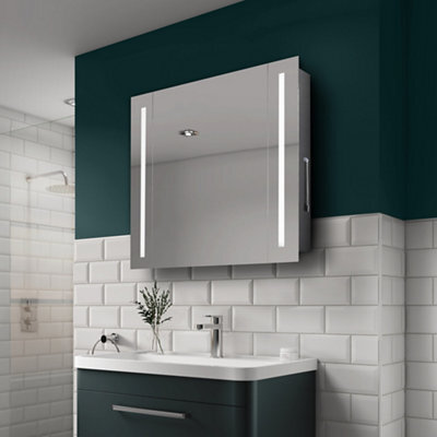 Sensio Finlay Wall-Mounted Illuminated Mirrored Bathroom Cabinet (W)650mm (H)600mm - image 1