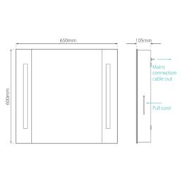 Sensio Finlay Wall-Mounted Illuminated Mirrored Bathroom Cabinet (W)650mm (H)600mm - thumbnail 4