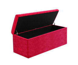 Safar 4Ft Ottoman Storage Box - Red Plush Velvet - thumbnail 5