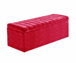 Safar 4Ft Ottoman Storage Box - Red Plush Velvet - thumbnail 4