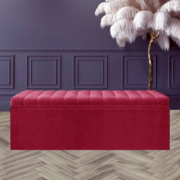 Safar 4Ft Ottoman Storage Box - Red Plush Velvet - thumbnail 2