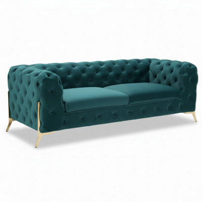 Stratus Interiors Modern Italian Chesterfield Sofa Plush Velvet 3 Seater 195W - image 1