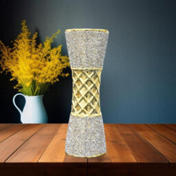 DEENZ 35Cm Large Ceramic Flower Vase Design Gold Diamante Bling Sparkling Vase