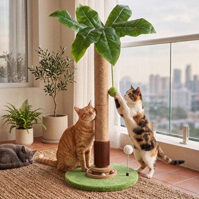 Skylos Cat Scratching Post 77Cm Palm Tree Cat Scratcher Balls Sisal Green - image 1