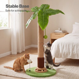 Skylos Cat Scratching Post 77Cm Palm Tree Cat Scratcher Balls Sisal Green - thumbnail 8