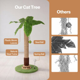 Skylos Cat Scratching Post 77Cm Palm Tree Cat Scratcher Balls Sisal Green - thumbnail 9