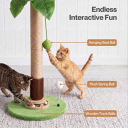 Skylos Cat Scratching Post 77Cm Palm Tree Cat Scratcher Balls Sisal Green - thumbnail 7