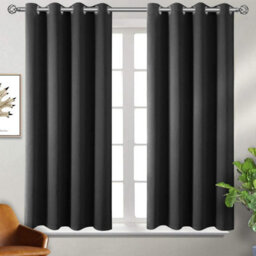 Aspire Homeware Plain Room Darkening Blackout Eyelet Curtain Pair Dark Grey (W)168Cm X (D)137Cm With Tie Back Pair - thumbnail 2