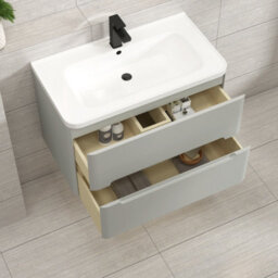 Royal Bathrooms Venice 600mm Dove Grey Wall Hung Bathroom Vanity Unit 2 Drawer With Ceramic Basin - 1 Tap Hole Basin - thumbnail 4