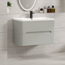 Royal Bathrooms Venice 600mm Dove Grey Wall Hung Bathroom Vanity Unit 2 Drawer With Ceramic Basin - 1 Tap Hole Basin - thumbnail 5
