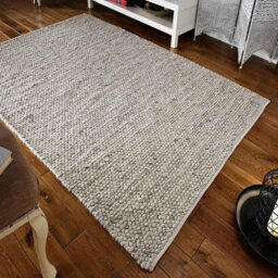 Handmade Luxurious Plain Wool Easy To Clean Textured Grey Wool Rug For Living Room & Bedroom-80Cm X 150Cm