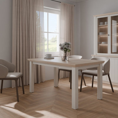 Furniture To Go Pontypool Rectangular Dining Table 150X90Cm In White And Riva Oak - image 1