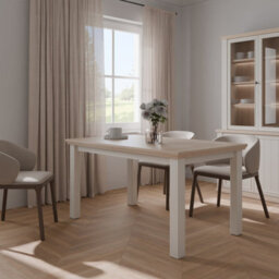 Furniture To Go Pontypool Rectangular Dining Table 150X90Cm In White And Riva Oak - thumbnail 1
