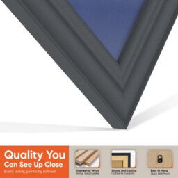 "AK Frames 25X17"" Dark Grey Classic Vinyl Record Frame With Blue Mount For 12 Inch Lp Cover & Disc - Overlapped Design" - thumbnail 3