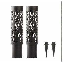 Gtx Solar Led Bollard Lights 2 Pack Black Steel Outdoor Garden Pathway Lamps - thumbnail 6