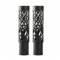 Gtx Solar Led Bollard Lights 2 Pack Black Steel Outdoor Garden Pathway Lamps - thumbnail 3